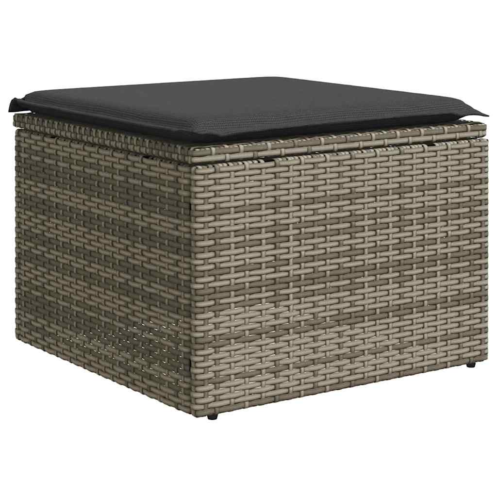 2-tlg. Garten-Sofagarnitur mit Kissen Grau Poly Rattan Akazie