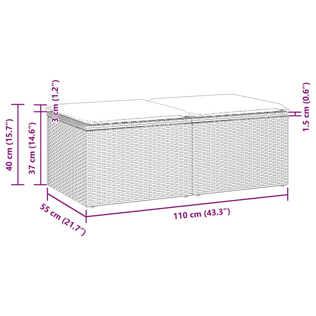 2-tlg. Garten-Sofagarnitur mit Kissen Grau Poly Rattan Akazie