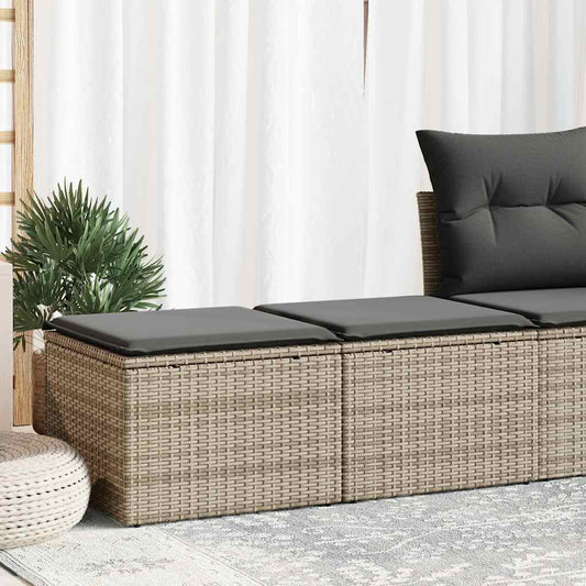 2-tlg. Garten-Sofagarnitur mit Kissen Grau Poly Rattan Akazie