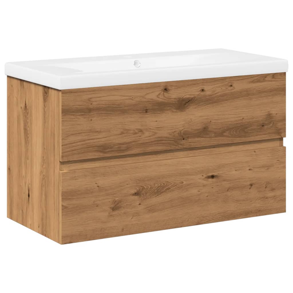 Waschbeckenschrank mit Einbaubecken Artisan-Eiche 81x39,5x49 cm