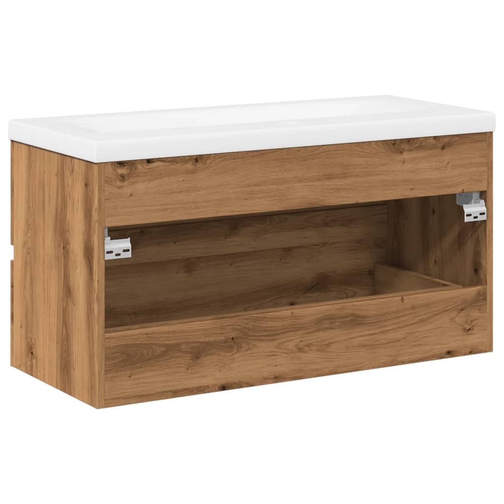 Waschbeckenschrank mit Einbaubecken Artisan-Eiche 91x39,5x49 cm