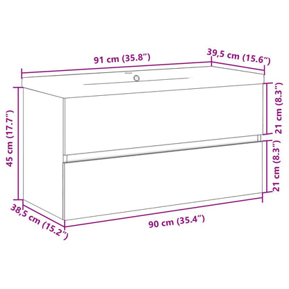 Waschbeckenschrank mit Einbaubecken Artisan-Eiche 91x39,5x49 cm