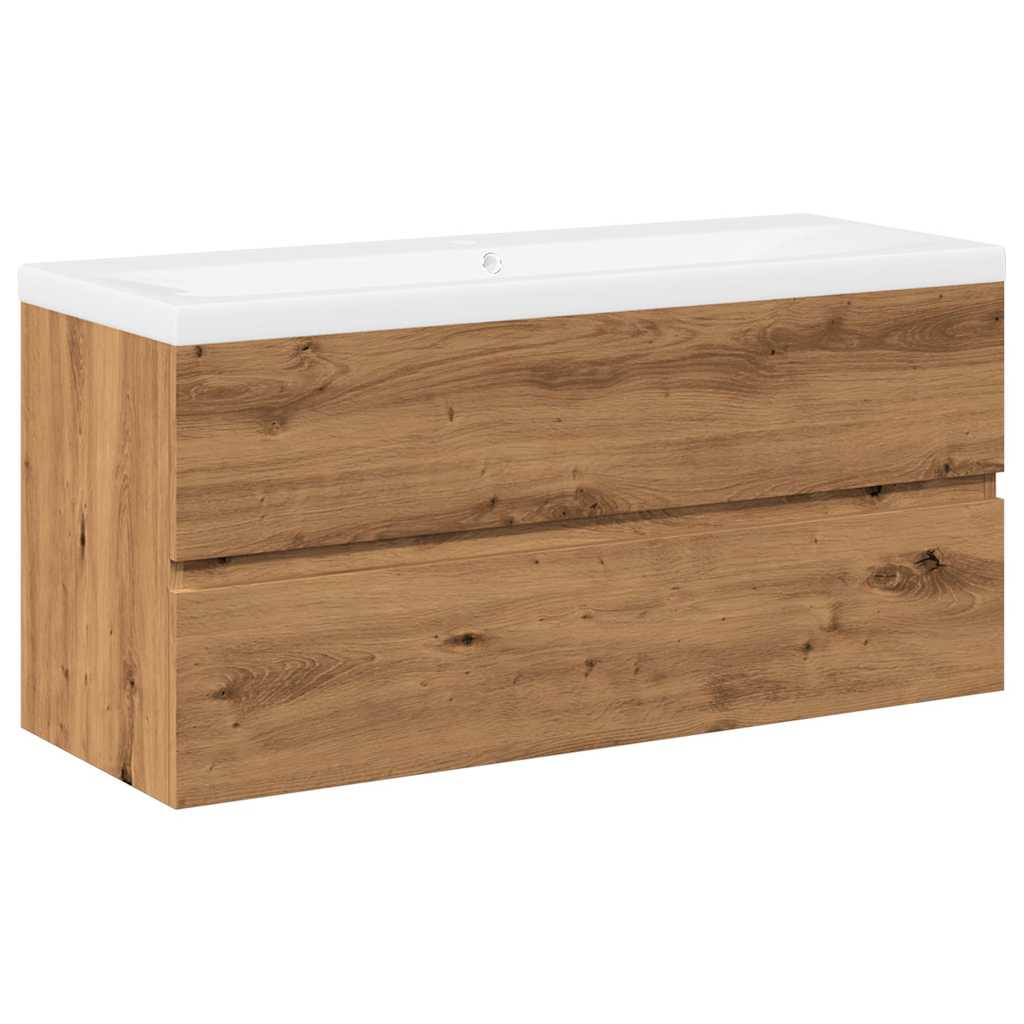 Waschbeckenschrank mit Einbaubecken Artisan-Eiche 101x39,5x49cm