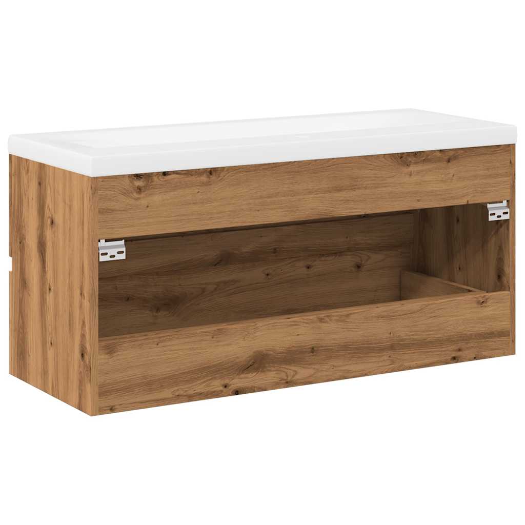 Waschbeckenschrank mit Einbaubecken Artisan-Eiche 101x39,5x49cm