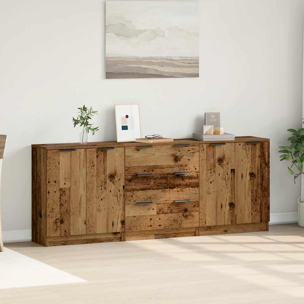 Sideboards 3 Stk. Altholz-Optik 60x30x70 cm Holzwerkstoff