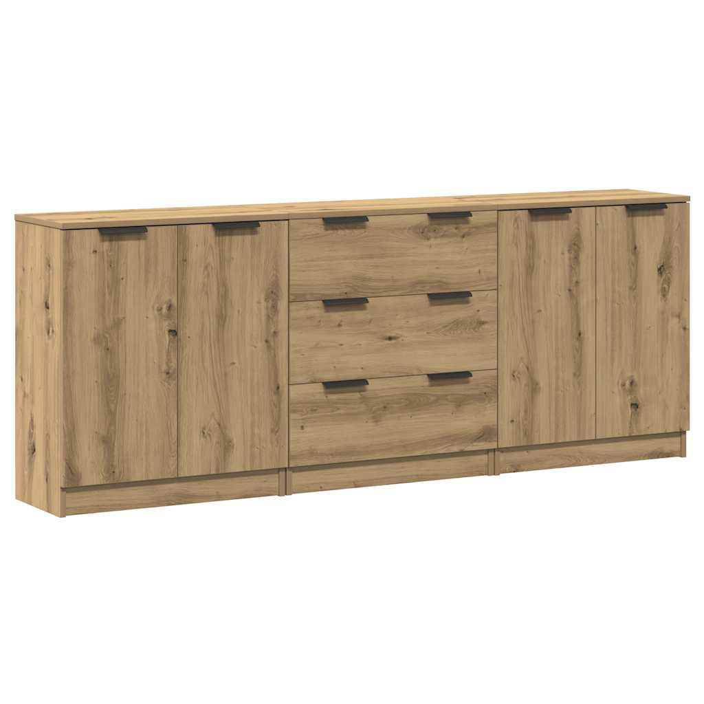 Sideboards 3 Stk. Artisan-Eiche 60x30x70 cm Holzwerkstoff