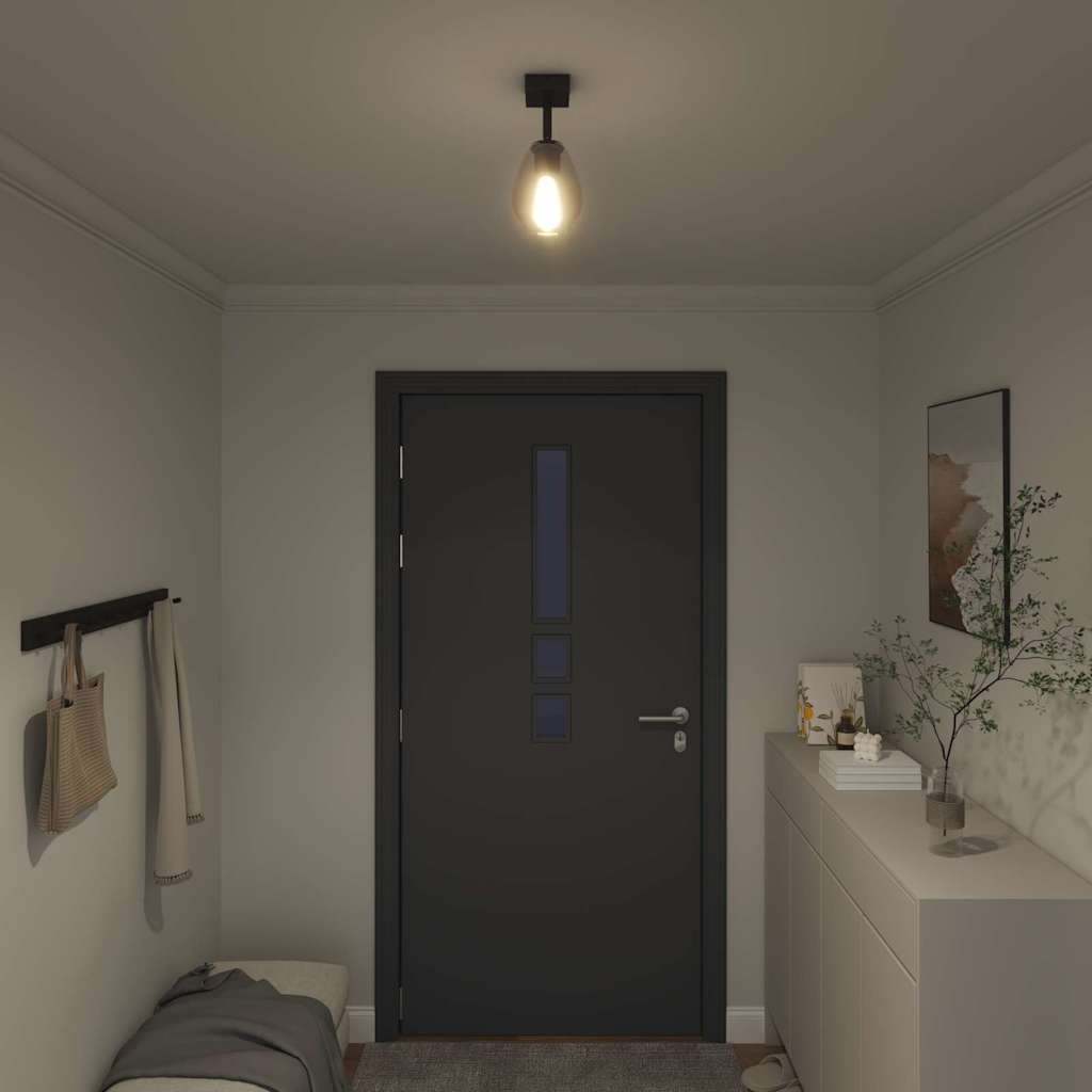 Deckenstrahler Schwarz 13 x 13 x 26 cm Glas und Metall