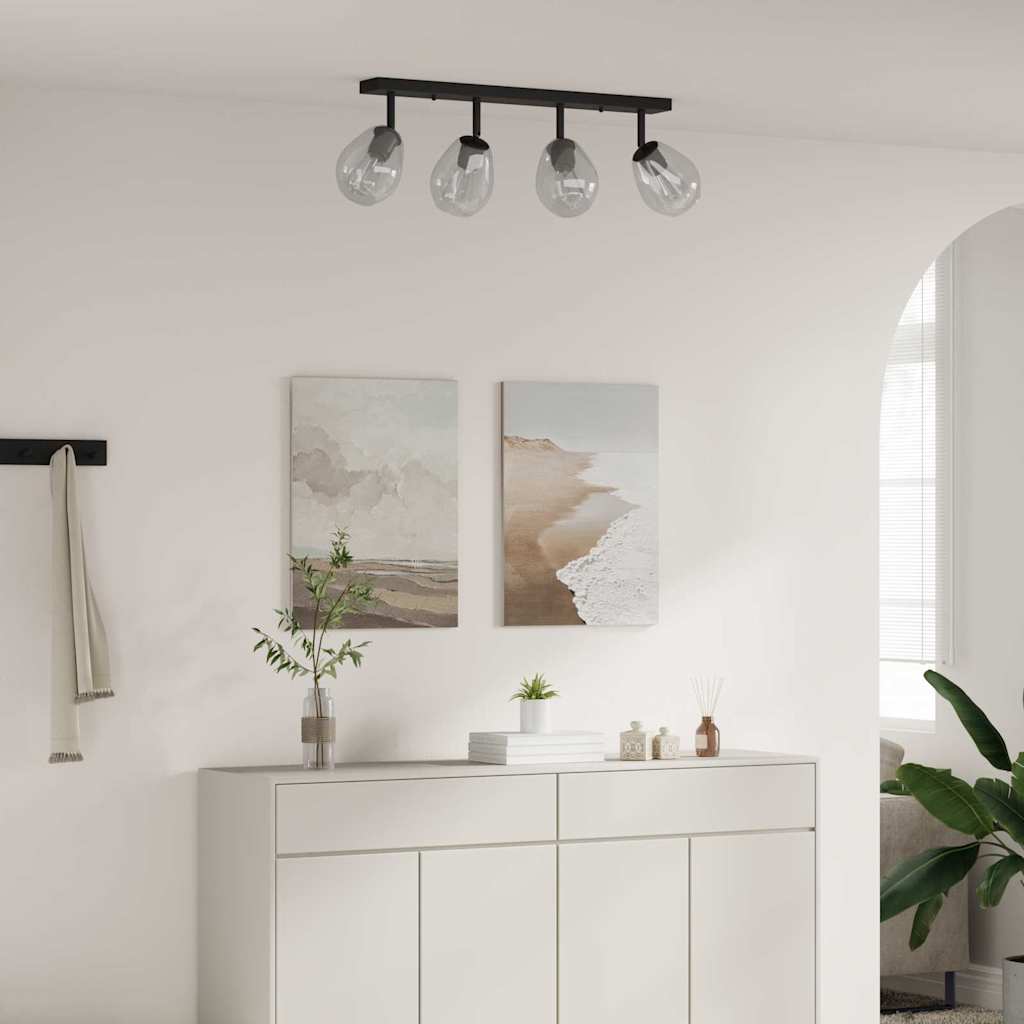 Deckenstrahler Schwarz 70 x 13 x 26 cm Glas und Metall