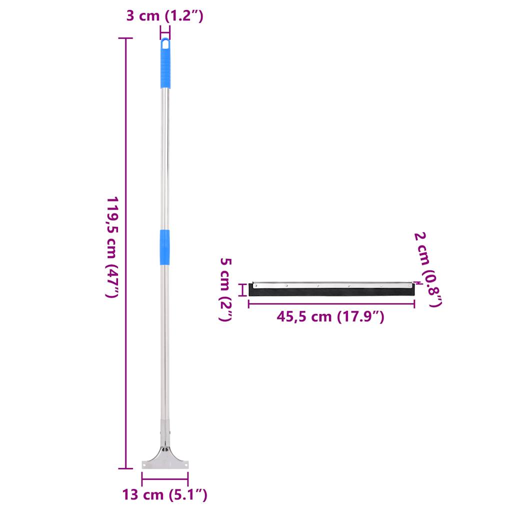 Wasserschieber mit Stielen 5 Stk. 45,5x119,5 cm Stahl und Gummi