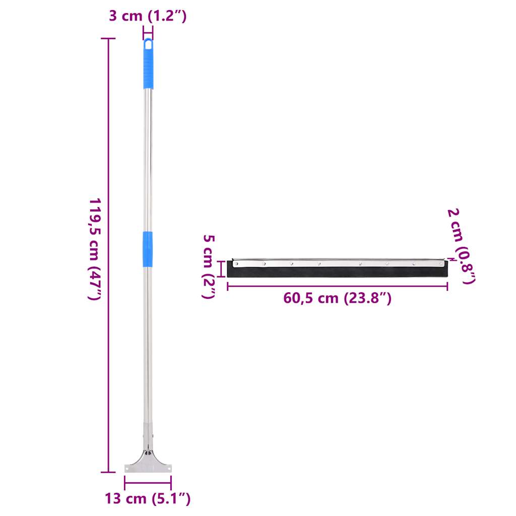 Wasserschieber mit Stielen 5 Stk. 60,5x119,5 cm Stahl und Gummi