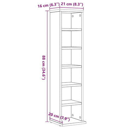 CD-Schrank Schwarz Eichen-Optik 21x20x88 cm Holzwerkstoff