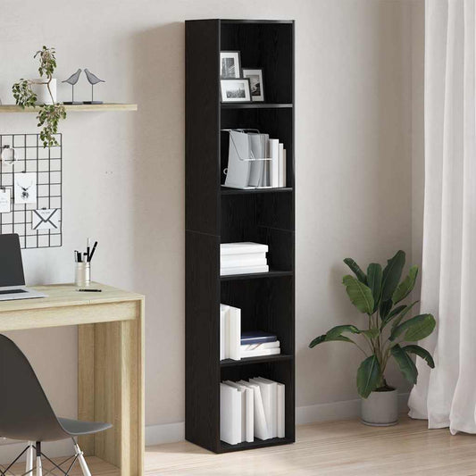 Bücherregal Schwarz Eichen-Optik 40x30x189 cm Holzwerkstoff