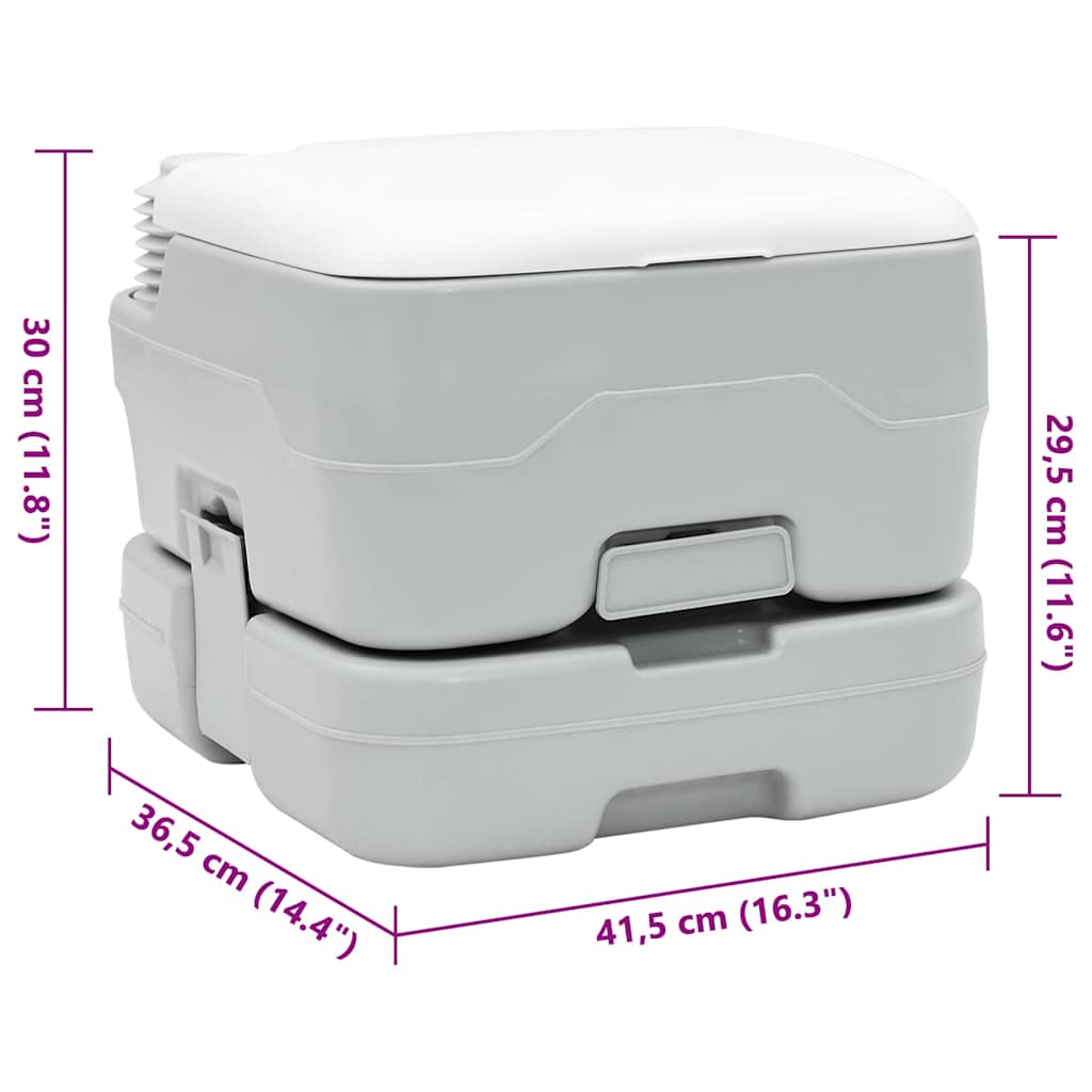 Camping-Toilette Grau und Weiß 41,5 x 36,5 x 30 cm Polyethylen