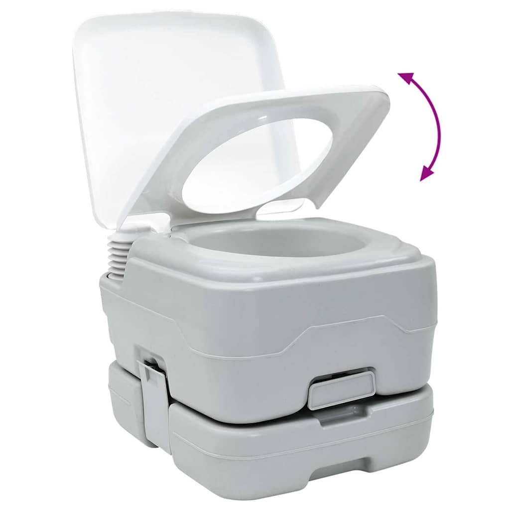 Camping Toiletten-Set 2 pcs Grau und Weiß