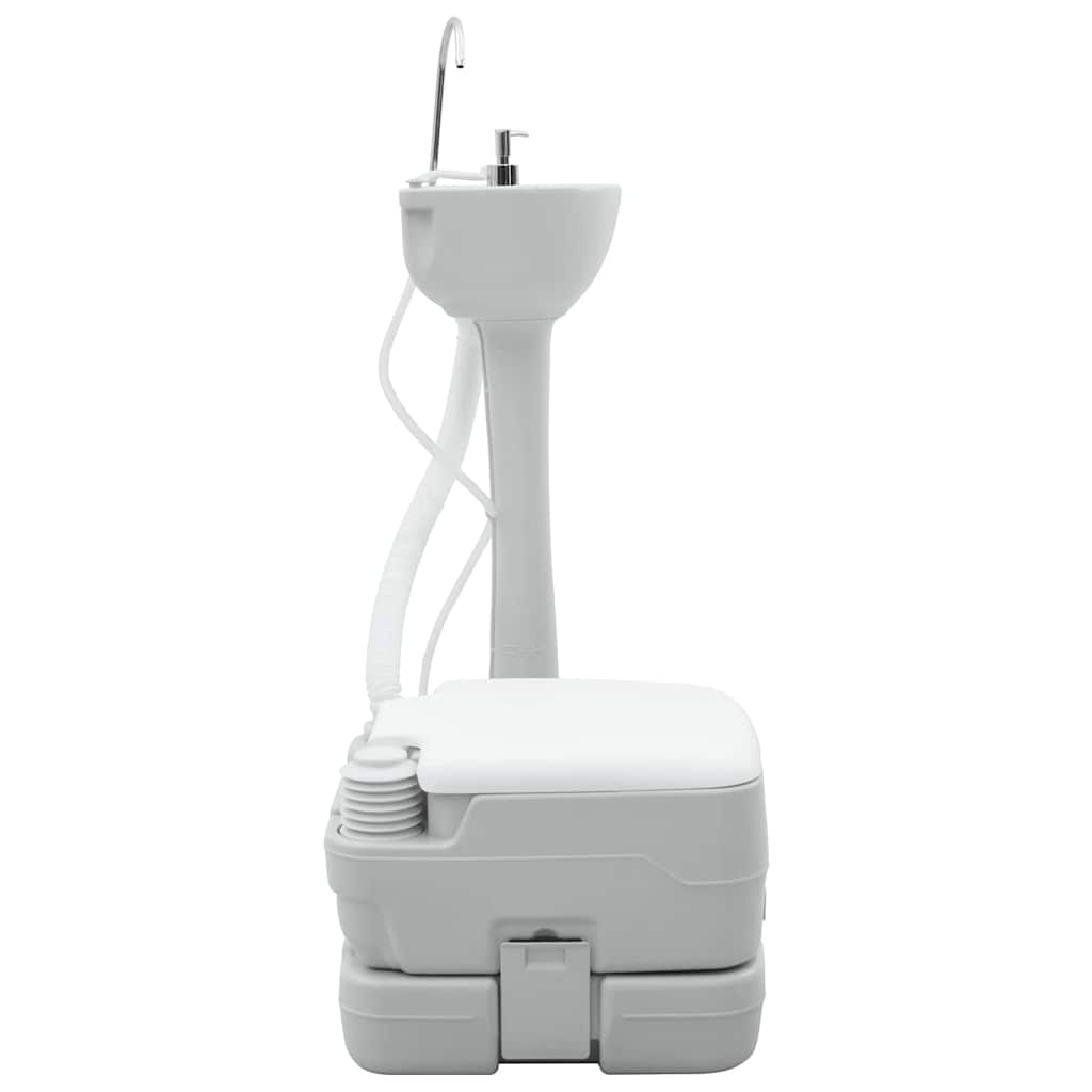 Camping Toiletten-Set 2 pcs Grau und Weiß