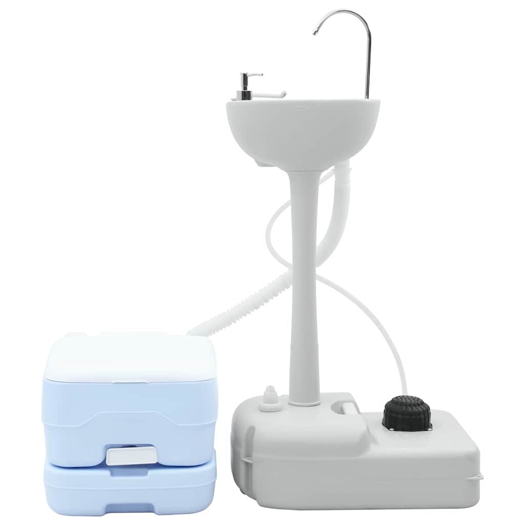 Camping Toiletten-Set 2 pcs Blau und Weiß