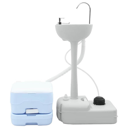 Camping Toiletten-Set 2 pcs Blau und Weiß