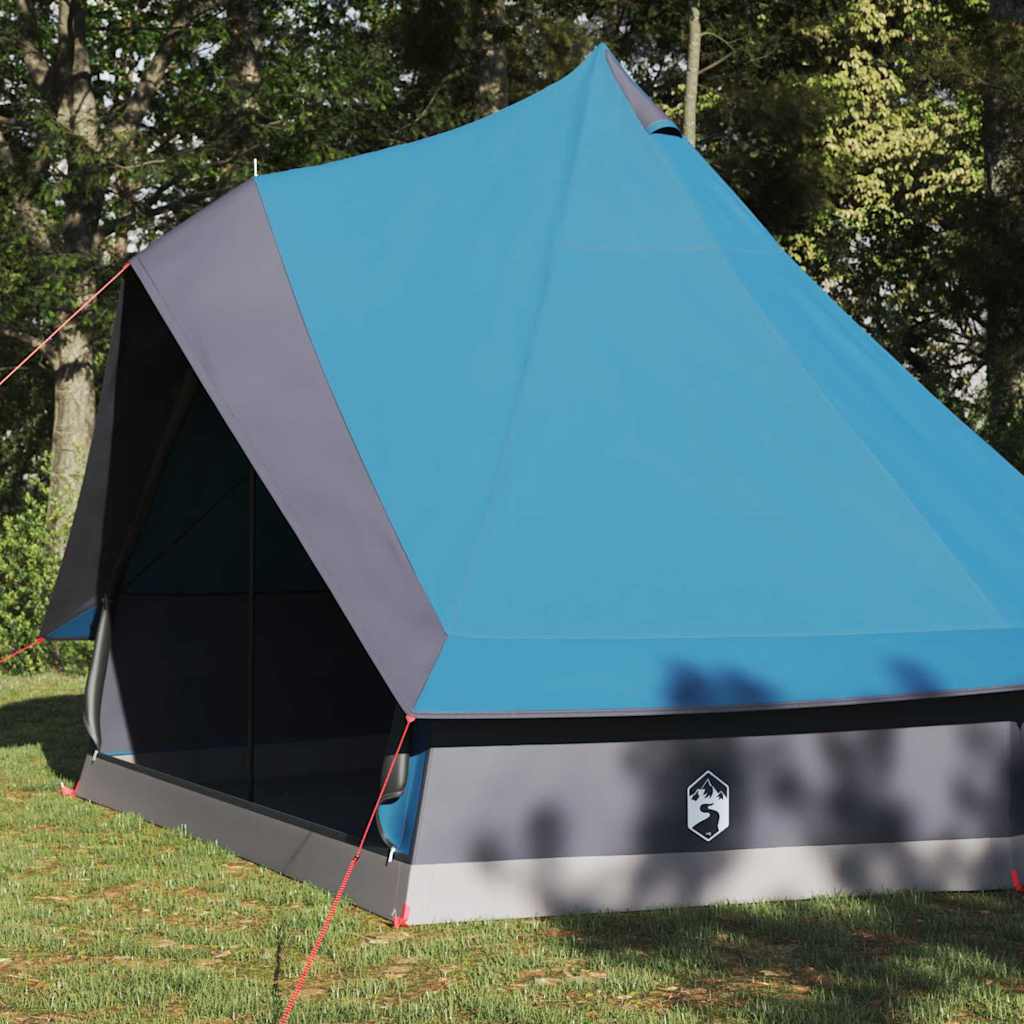 Tenda teepee familiare con tetto, blu e grigio, 400 x 346 x 250 cm