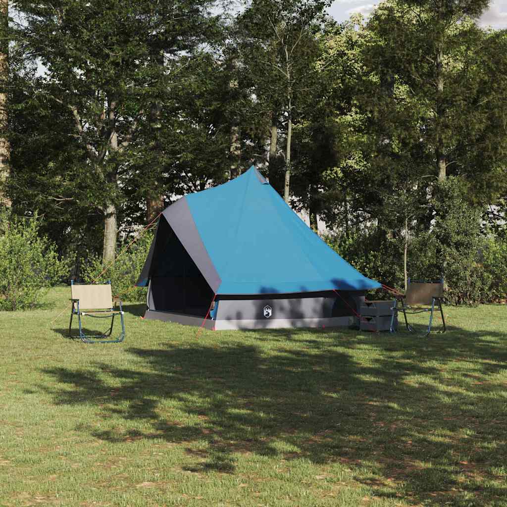 Tenda teepee familiare con tetto, blu e grigio, 400 x 346 x 250 cm