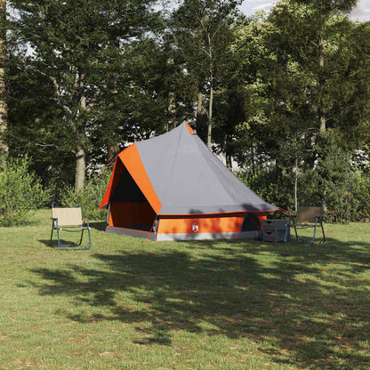 Tenda teepee familiare con tetto, grigia e arancione, 400 x 346 x 250 cm