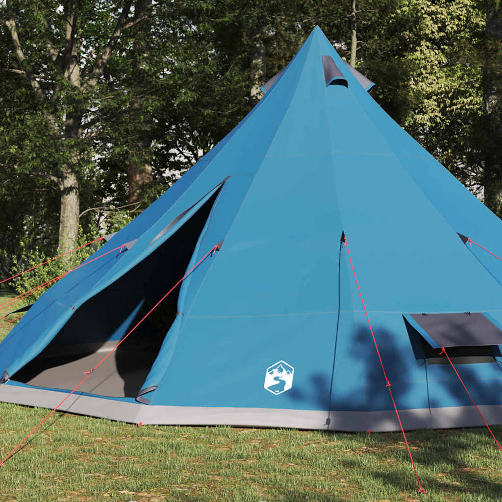 Tenda teepee familiare con tetto, blu e grigio, 560 x 560 x 300 cm