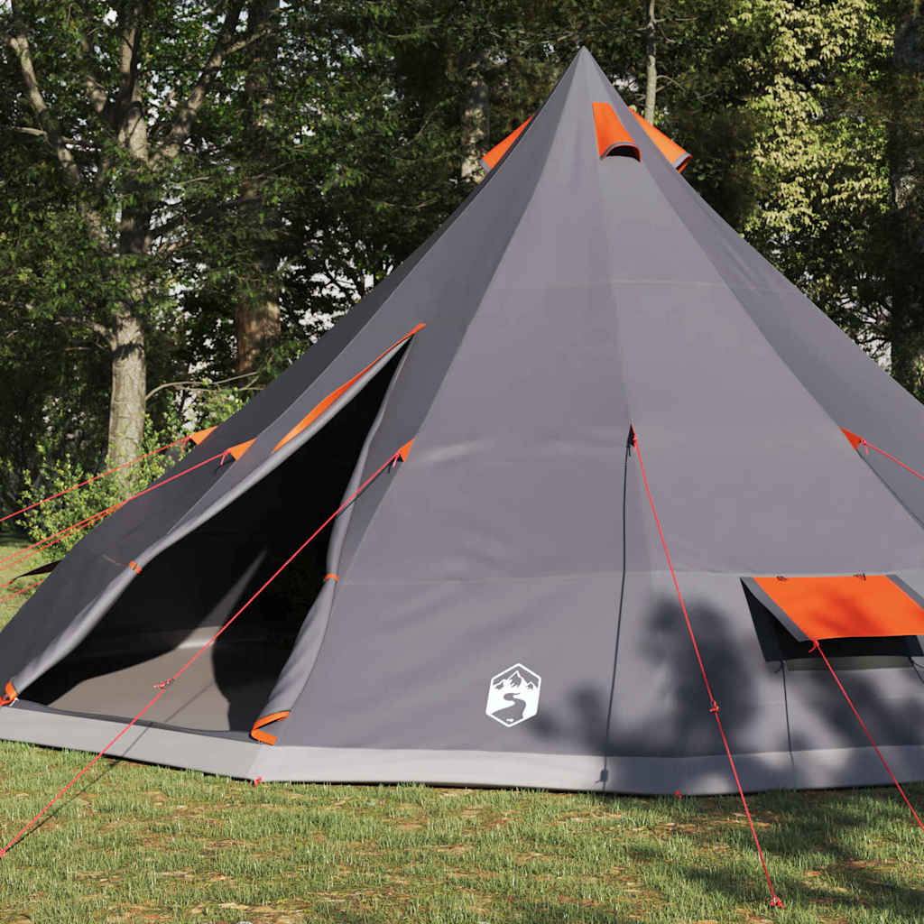 Tenda teepee familiare con tetto, grigia e arancione, 560 x 560 x 300 cm
