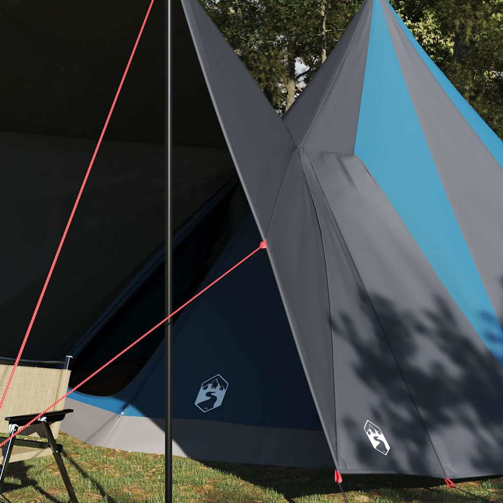 Tenda teepee familiare con tetto, blu e grigio, 510 x 690 x 330 cm