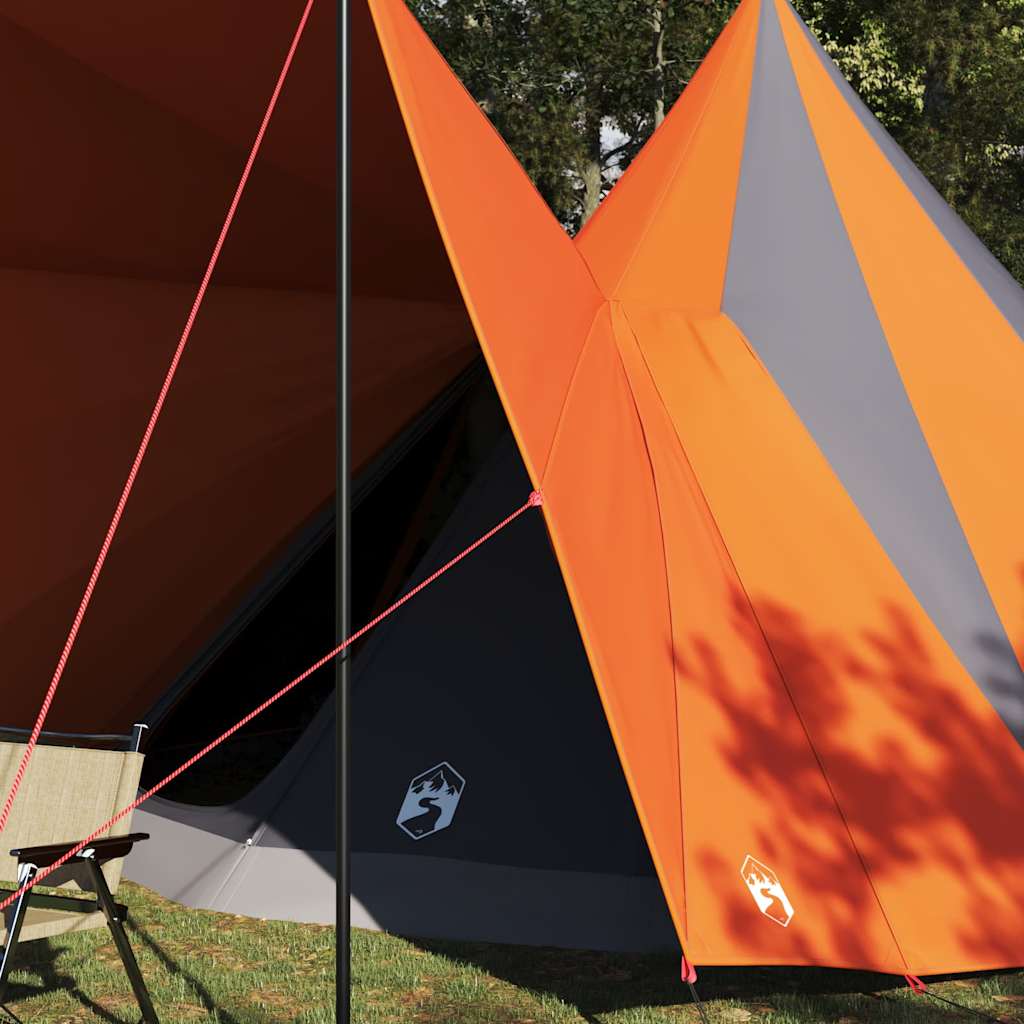 Familien-Tipi-Zelt mit Dach Grau und Orange 510 x 690 x 330 cm