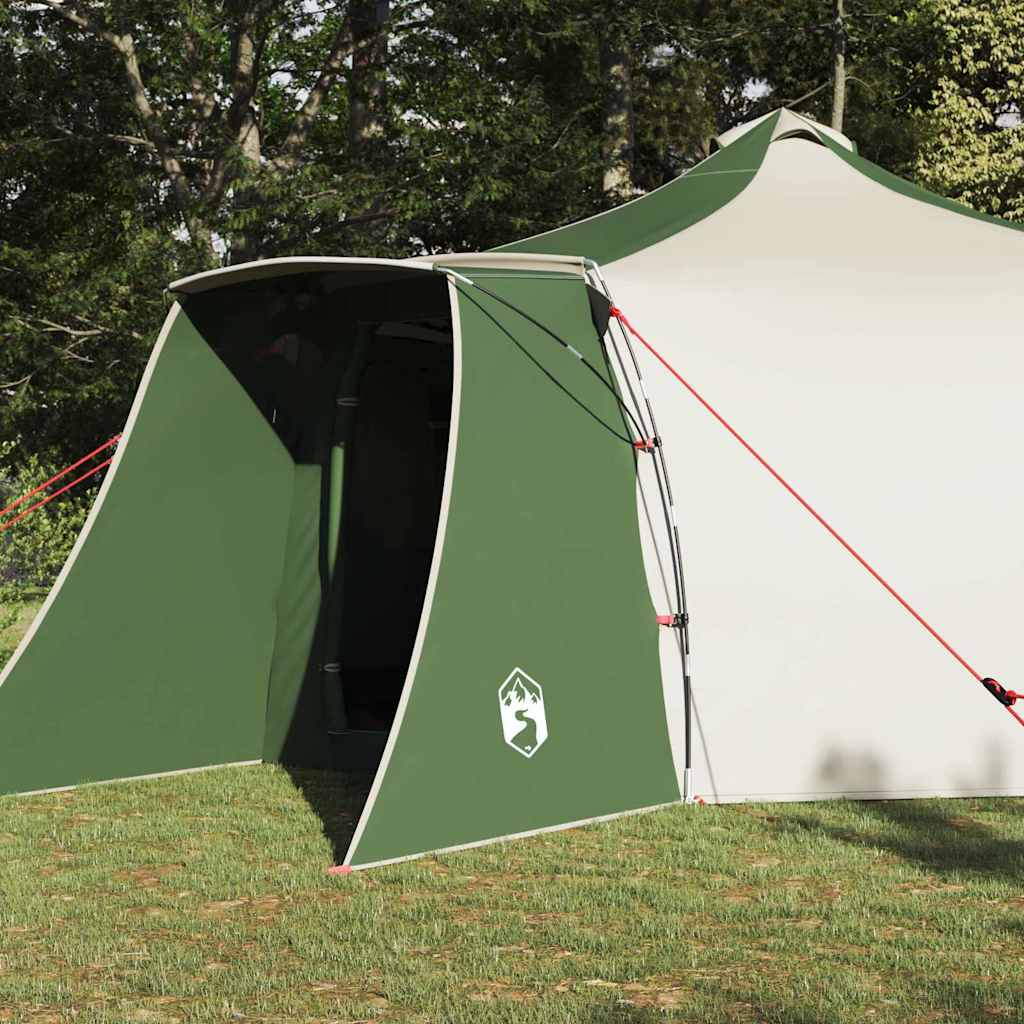 Tenda teepee con tetto, verde e beige, 492 x 492 x 275 cm, tessuto