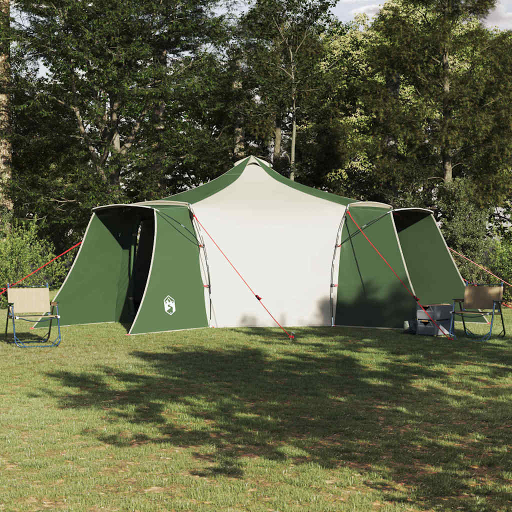 Tenda teepee con tetto, verde e beige, 492 x 492 x 275 cm, tessuto