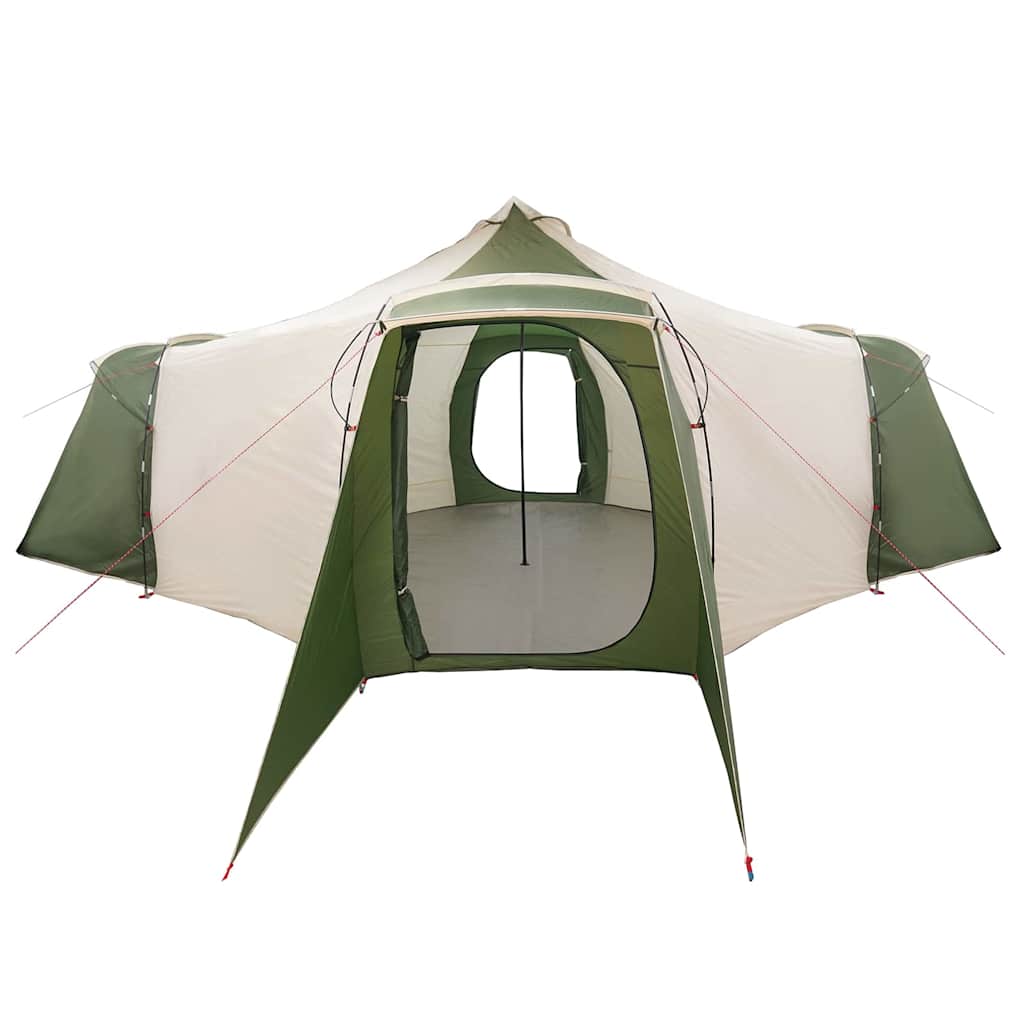Tenda teepee con tetto, verde e beige, 492 x 492 x 275 cm, tessuto