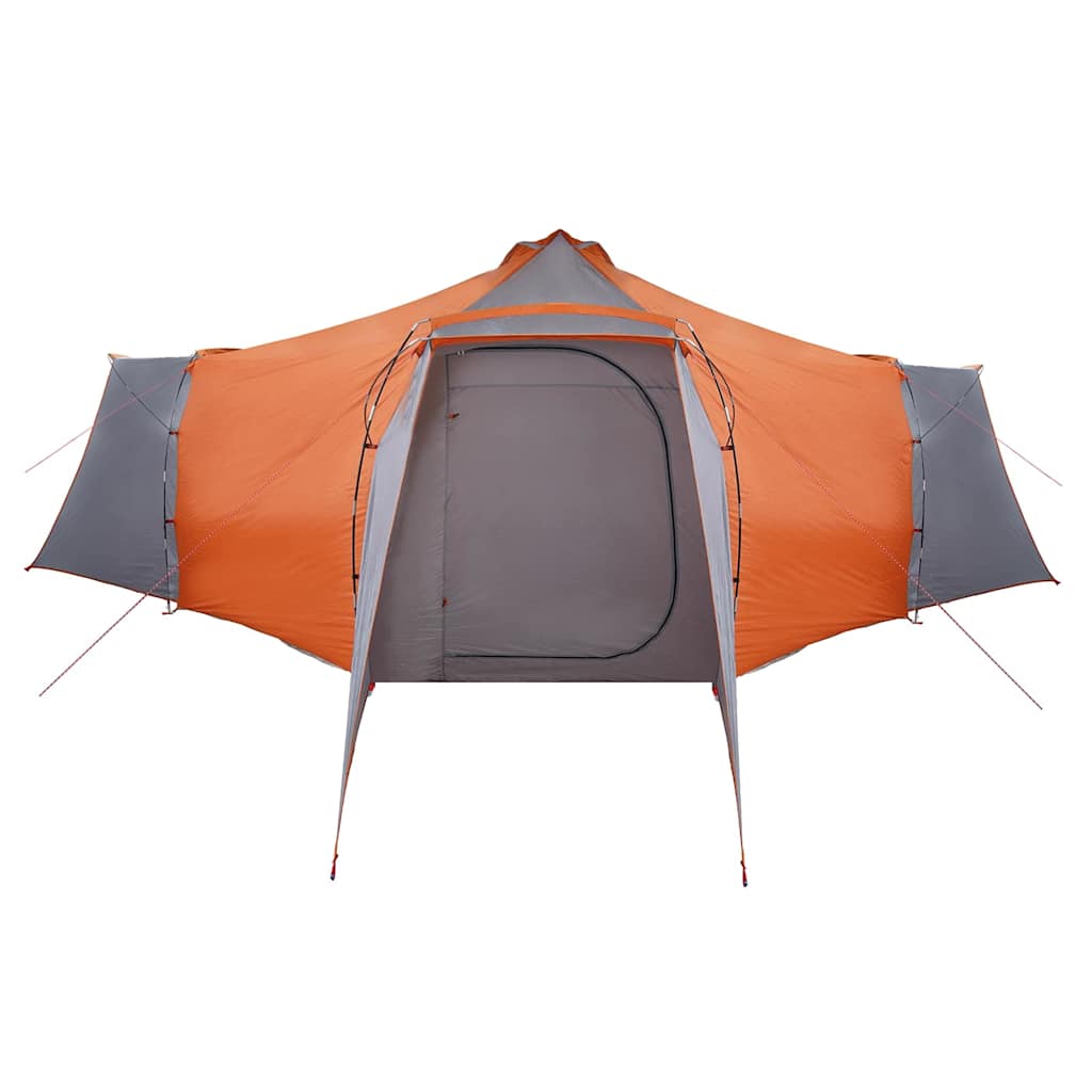 Tipi Zelt mit Dach Grau und Orange 492 x 492 x 275 cm Stoff