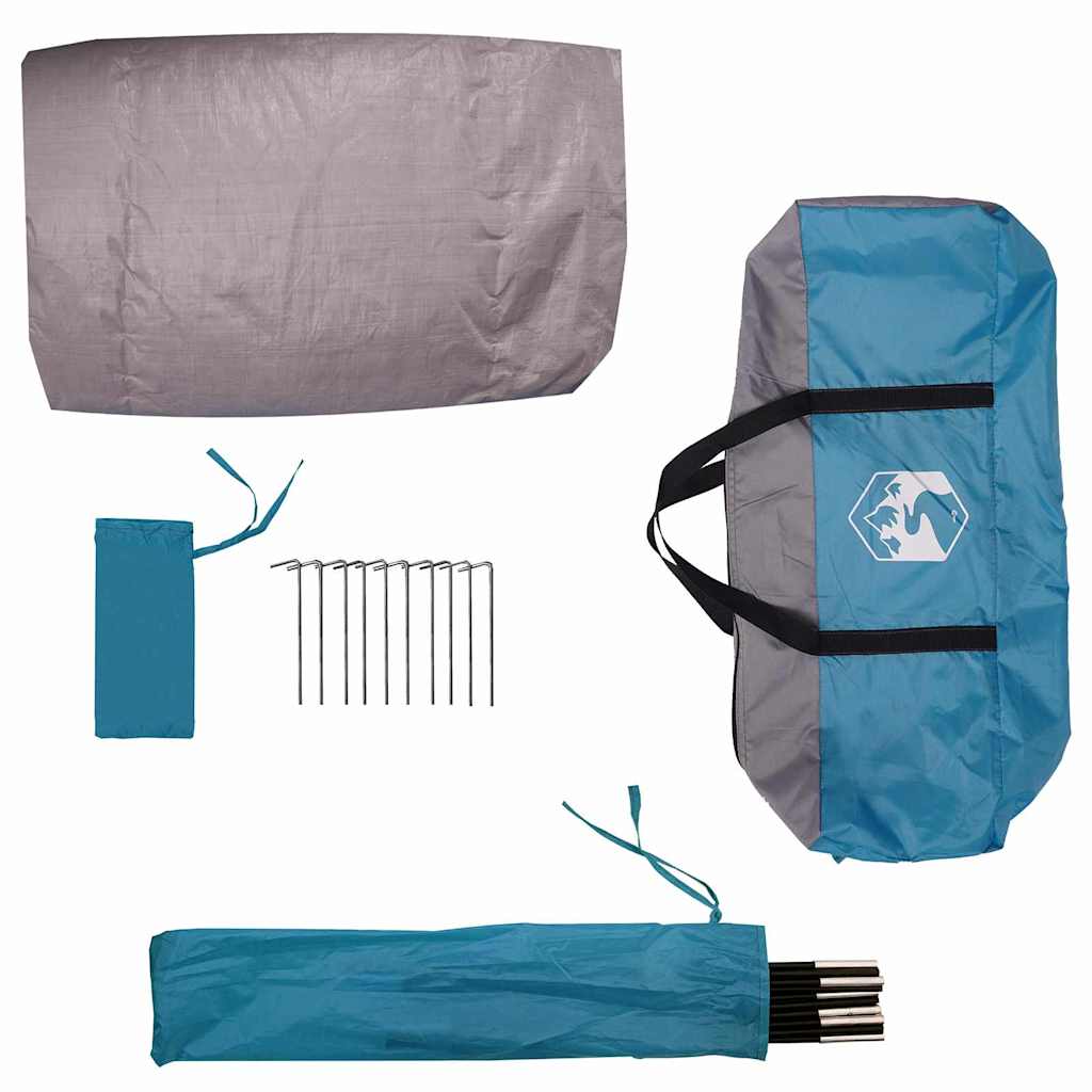 Garage per biciclette con tetto e vano portaoggetti, blu, 256 x 222 x 182 cm