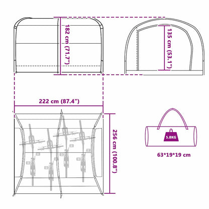 Garage per biciclette con tetto, grigio e arancione, 256 x 222 x 182 cm