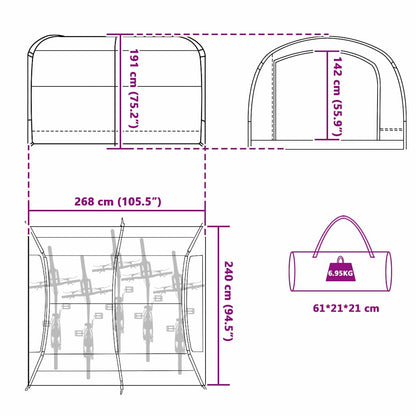 Tenda con tetto, grigio e arancione, 268 x 240 x 191 cm, poliestere