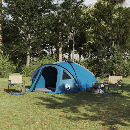 Tenda da campeggio con tetto, blu, 308 x 268 x 130 cm, poliestere