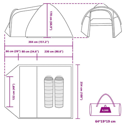 Tenda a cupola con tetto, altro, verde, 384 x 254 x 170 cm
