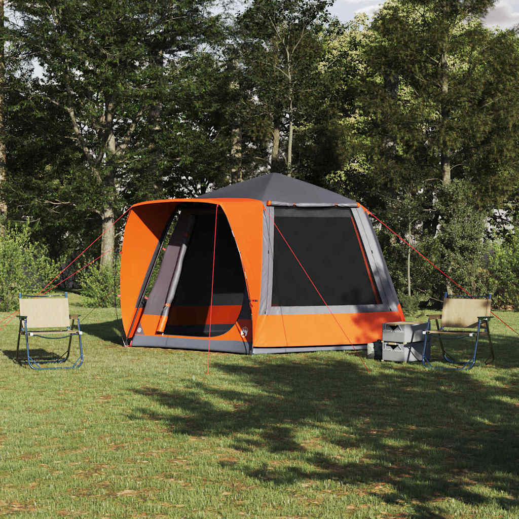 Campingzelt Grau und Orange 420 x 420 x 227 cm Polyester
