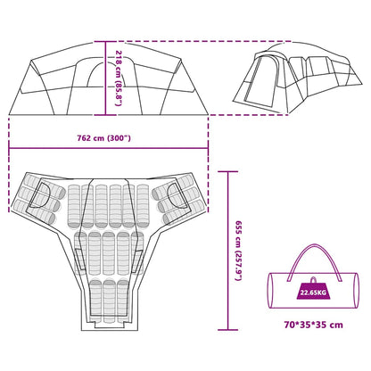 Tenda familiare blu 762 x 655 x 218 cm poliestere