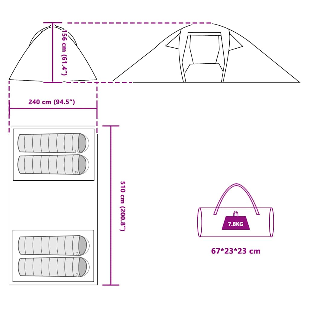 Tunnelzelt mit Dach mit Speicher Blau 510 x 240 x 156 cm Taft