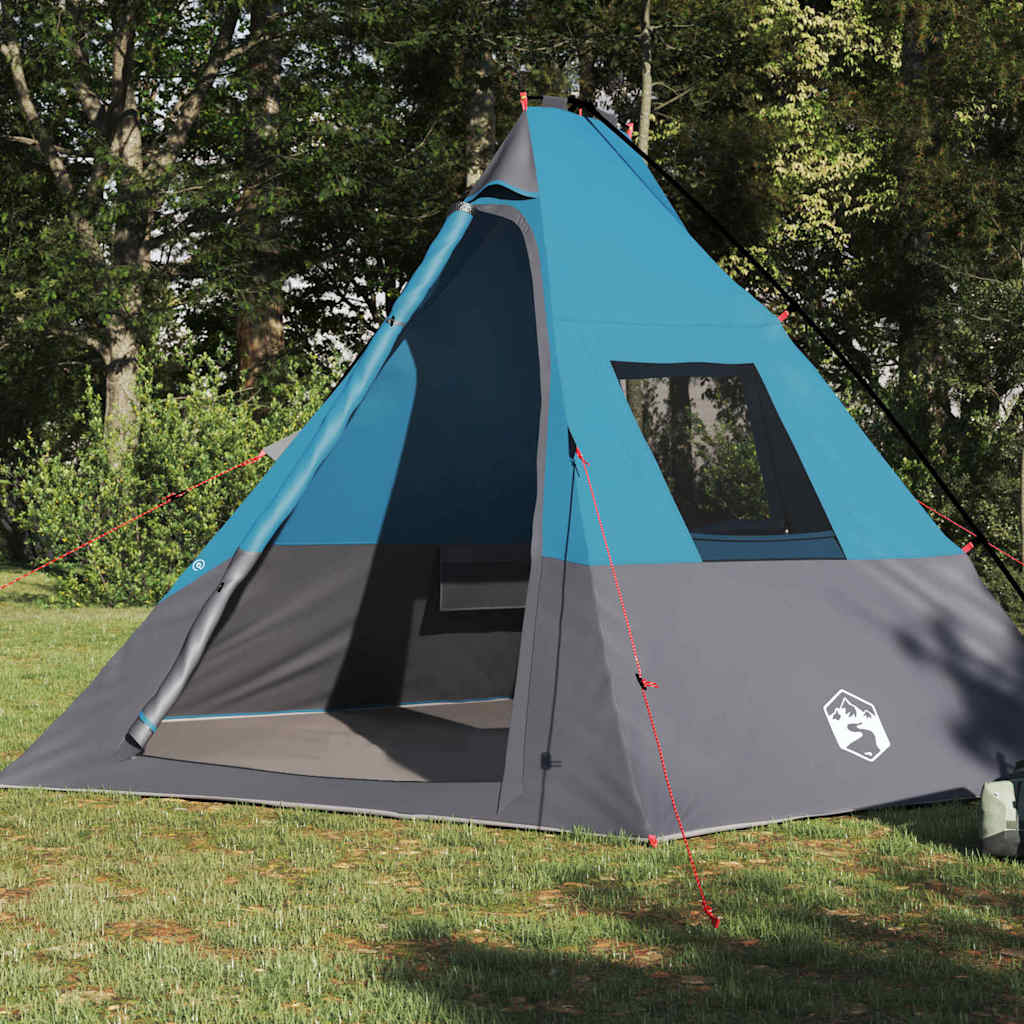 Tenda con tetto, blu e nera, 383 x 338 x 217 cm, poliestere