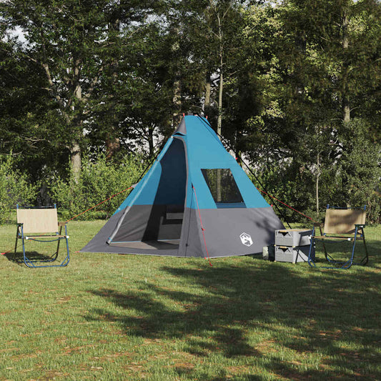 Tenda con tetto, blu e nera, 383 x 338 x 217 cm, poliestere