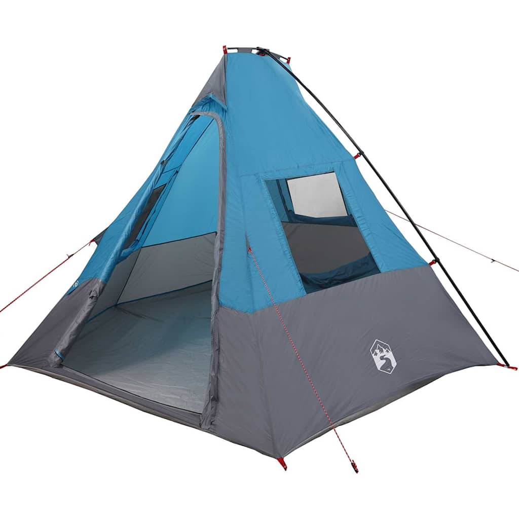 Tenda con tetto, blu e nera, 383 x 338 x 217 cm, poliestere