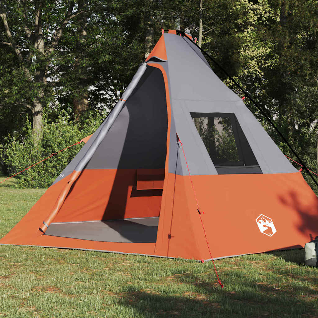 Tipi Zelt mit Dach Grau und Orange 383 x 338 x 217 cm Taft