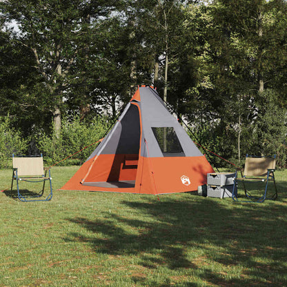 Tipi Zelt mit Dach Grau und Orange 383 x 338 x 217 cm Taft