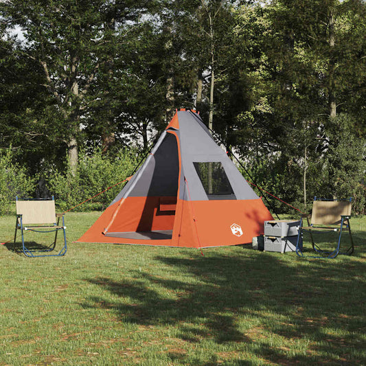 Tipi Zelt mit Dach Grau und Orange 383 x 338 x 217 cm Taft