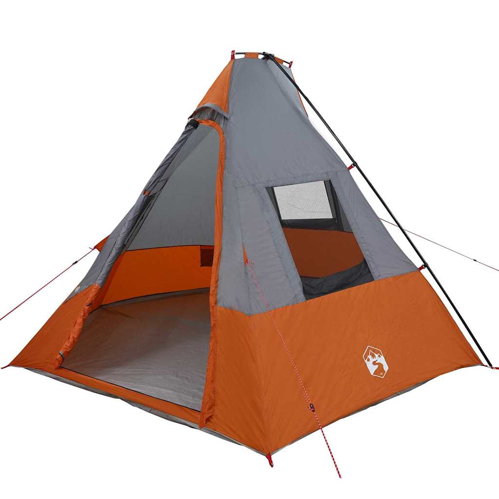 Tipi Zelt mit Dach Grau und Orange 383 x 338 x 217 cm Taft