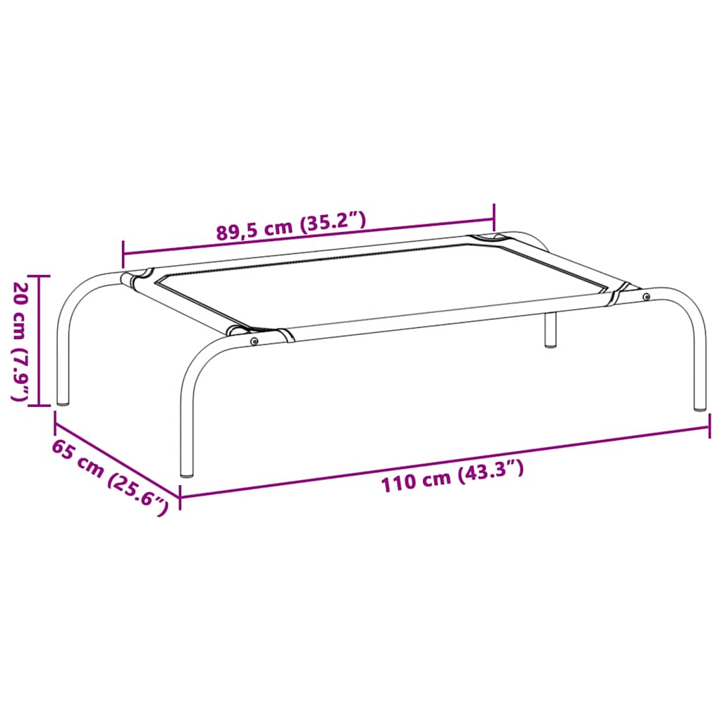 Hundebett Erhöht Schwarz 110x65x20 cm Oxford-Gewebe und Stahl