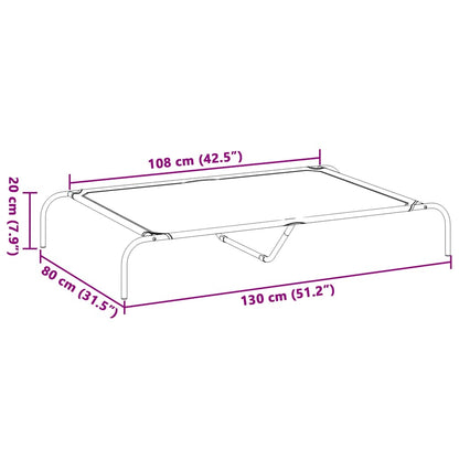 Hundebett Erhöht Schwarz 130x80x20 cm Oxford-Gewebe und Stahl