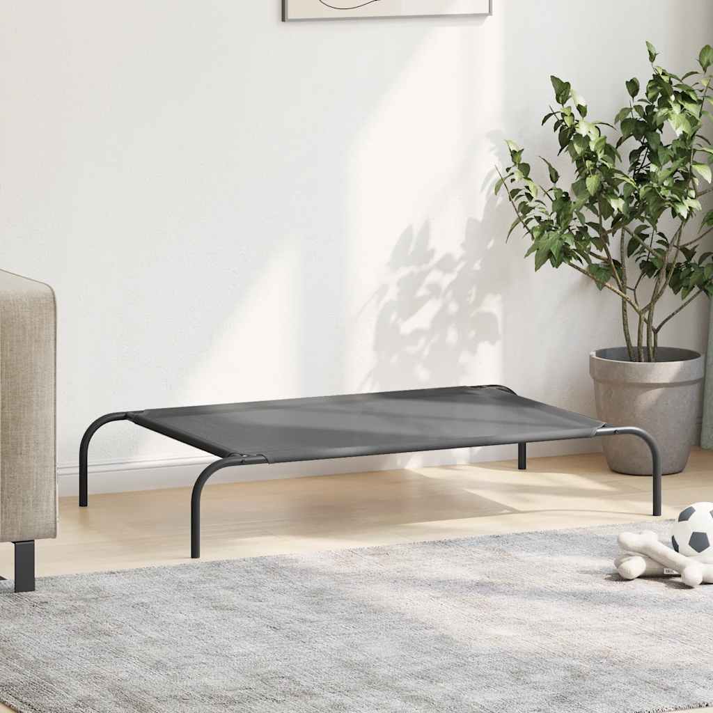 Hundebett Erhöht Grau 110x65x20 cm Textilene und Stahl